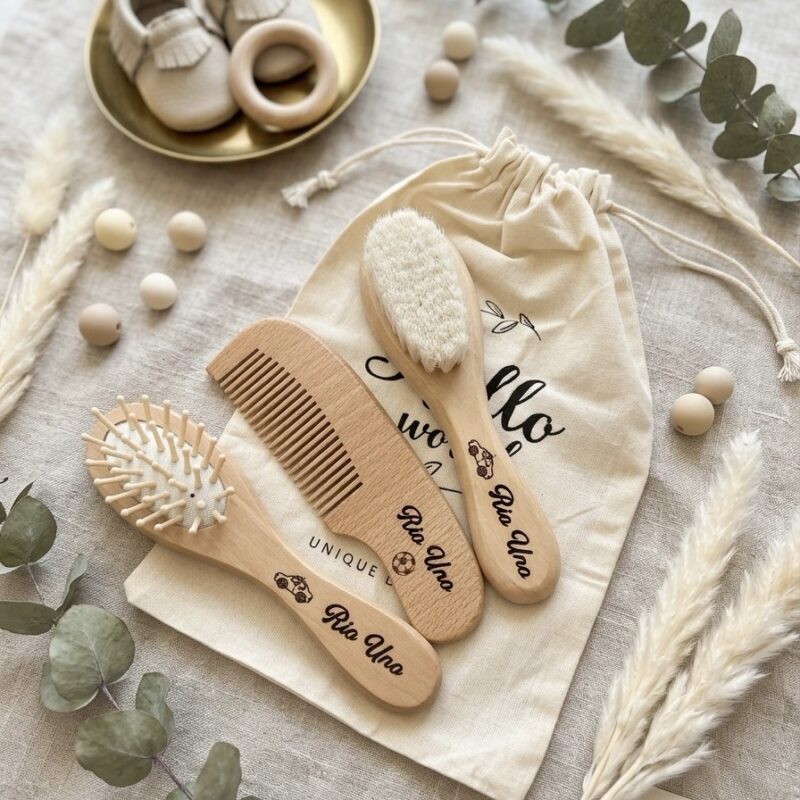 Wooden Baby Hairbrush Set