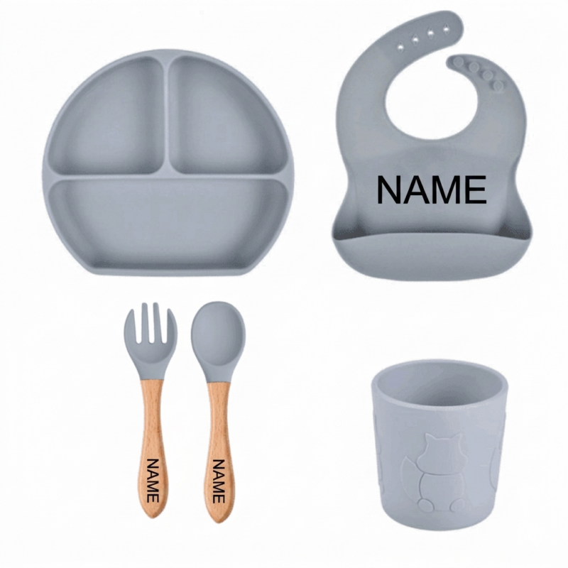 Smoke Grey Set - Wooden Free Name Engraving